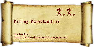 Krieg Konstantin névjegykártya